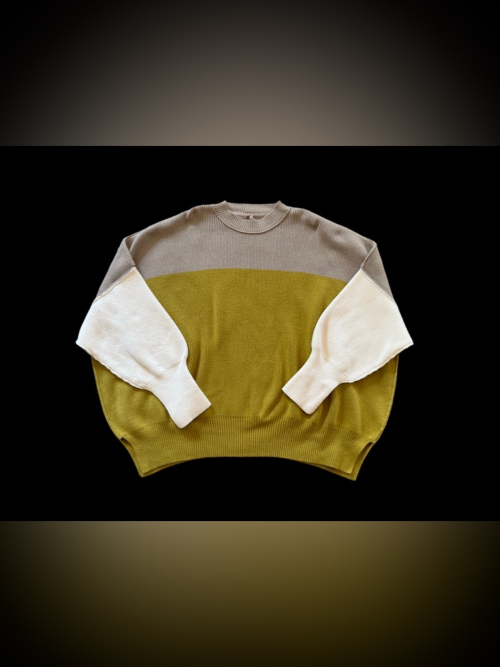 Free People Colorblock Oversized Tunic - Mustard Yellow, White & Gray